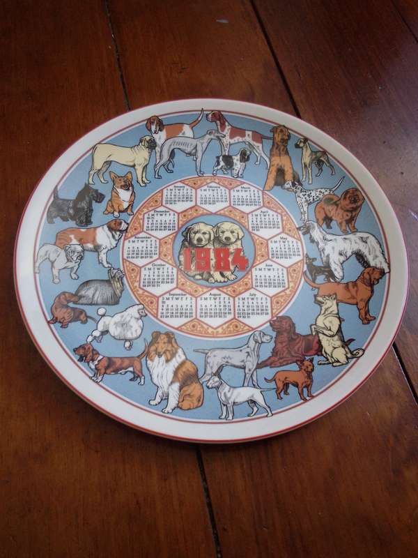 1984 Wedgwood Calendar Plate Fourteenth Series 'Dogs'