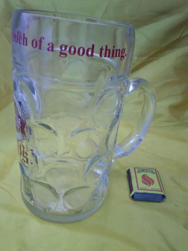 Large Castle Draught Dros Branded Glass Tankard