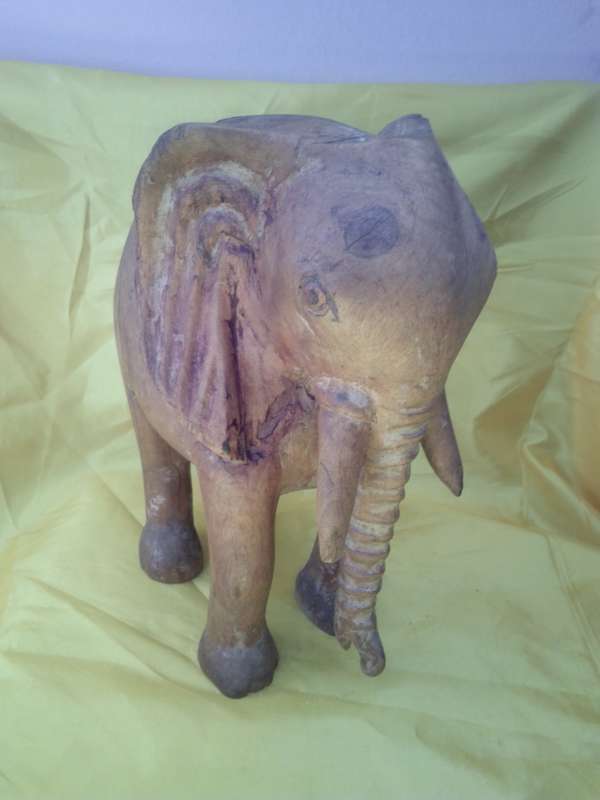 Old African Elephant Wood Carving