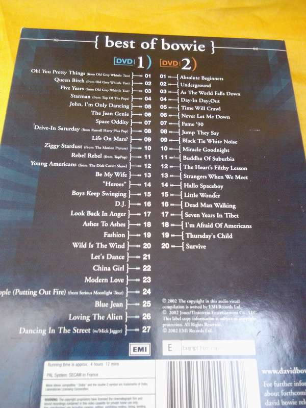 2002 Best Of Bowie 2 Disc DVD Boxset
