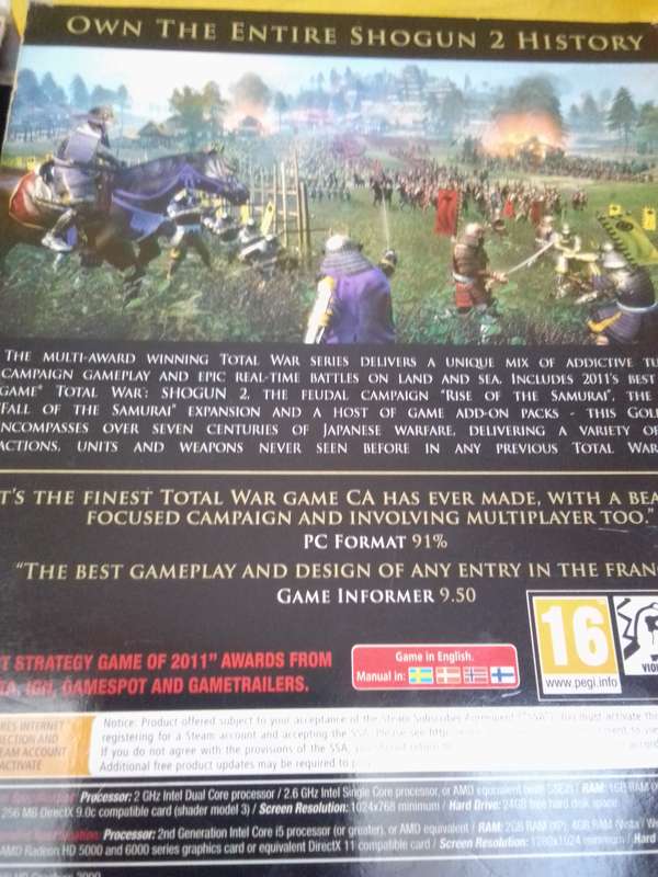 2011 SHOGUN 2 TOTAL WAR GOLD EDITION BOXSET PC