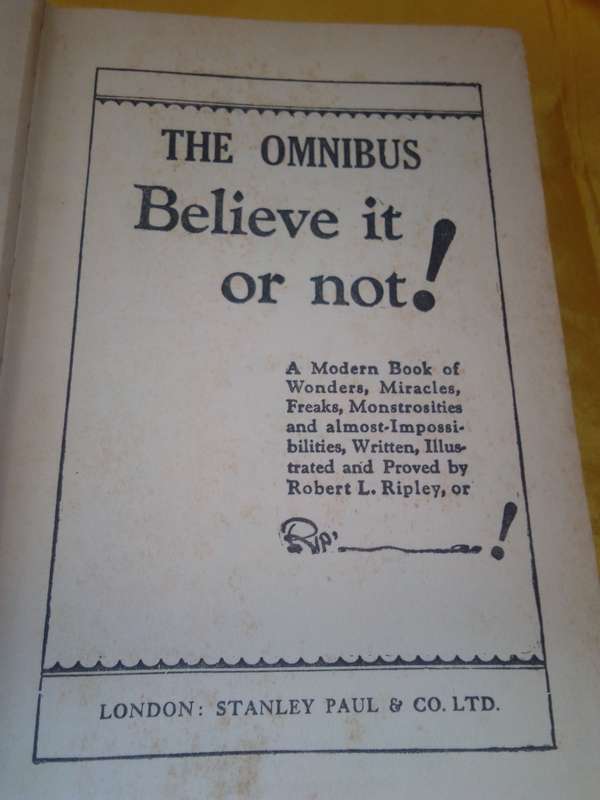 Rare 1934 First Edition The Omnibus Believe it or Not Ripleys