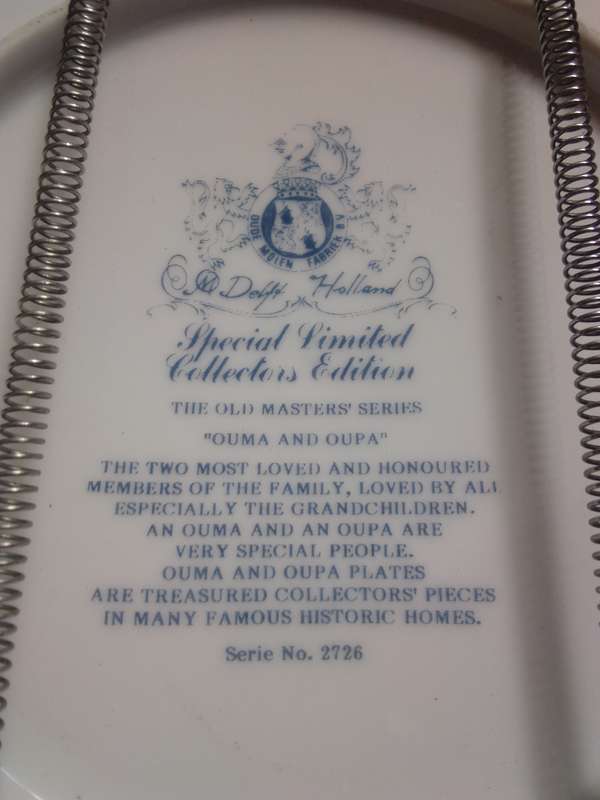 Delft Holland Special Limited Collectors Edition 'Ouma and Oupa'