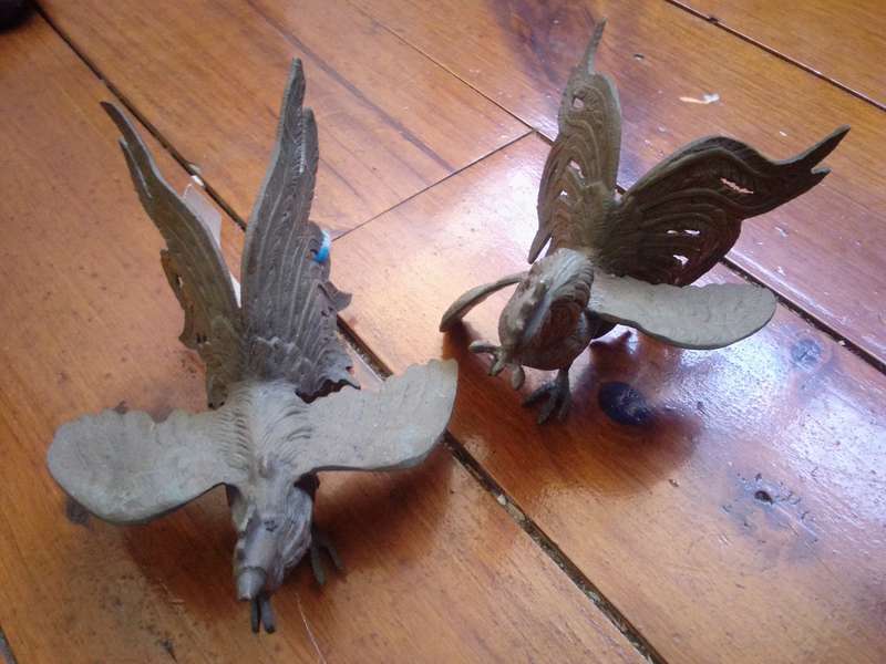 Pair Vintage Brass Fighting Cocks