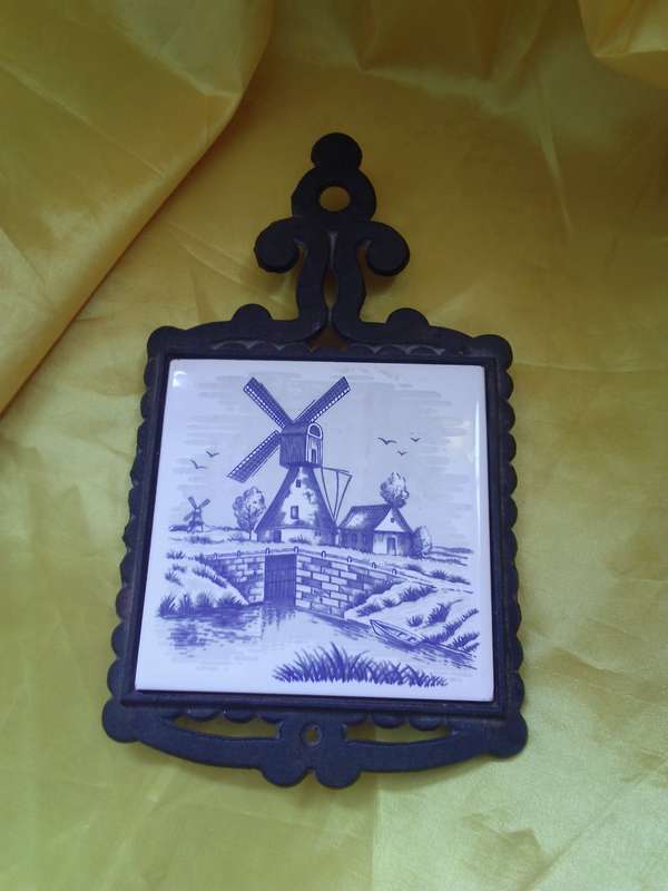 Vintage Japanese Cast Iron Tile Trivet
