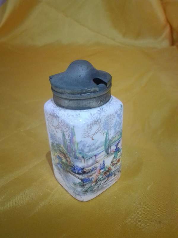 Rare Art Deco Lancaster Sandland 'Old World Garden' Mustard Pot