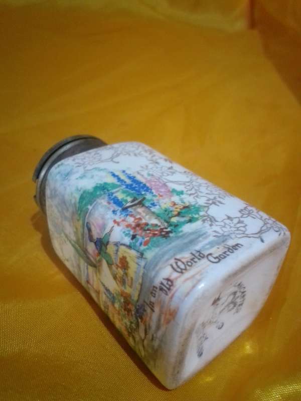 Rare Art Deco Lancaster Sandland 'Old World Garden' Mustard Pot