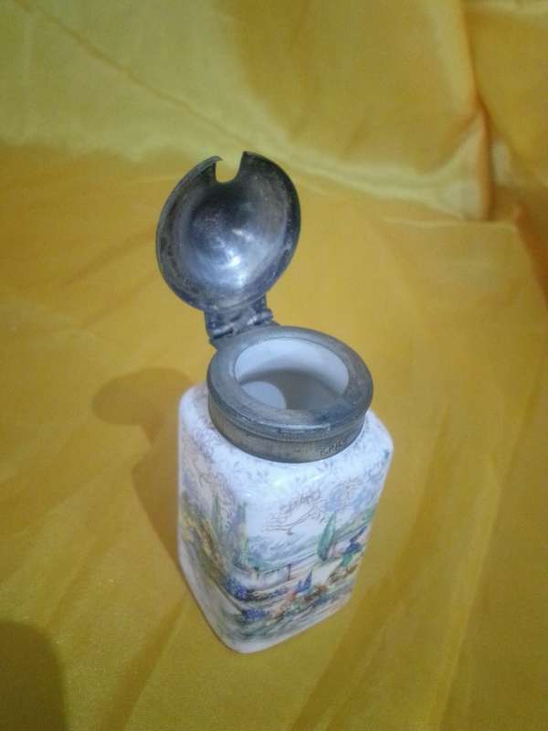 Rare Art Deco Lancaster Sandland 'Old World Garden' Mustard Pot