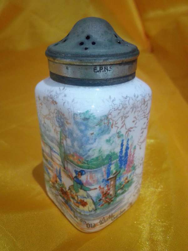 Rare Art Deco Lancaster Sandland 'Old World Garden' Salt Pot