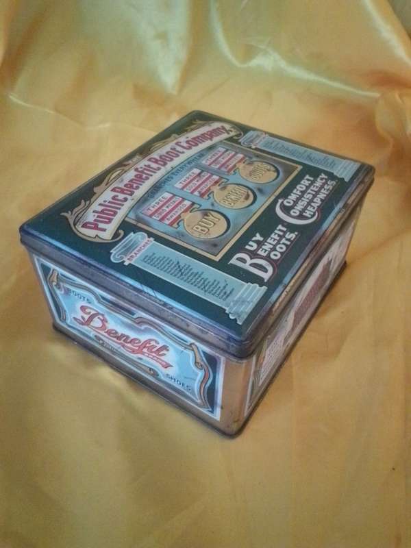 Vintage 'The Public Benefit Boot Company Tin