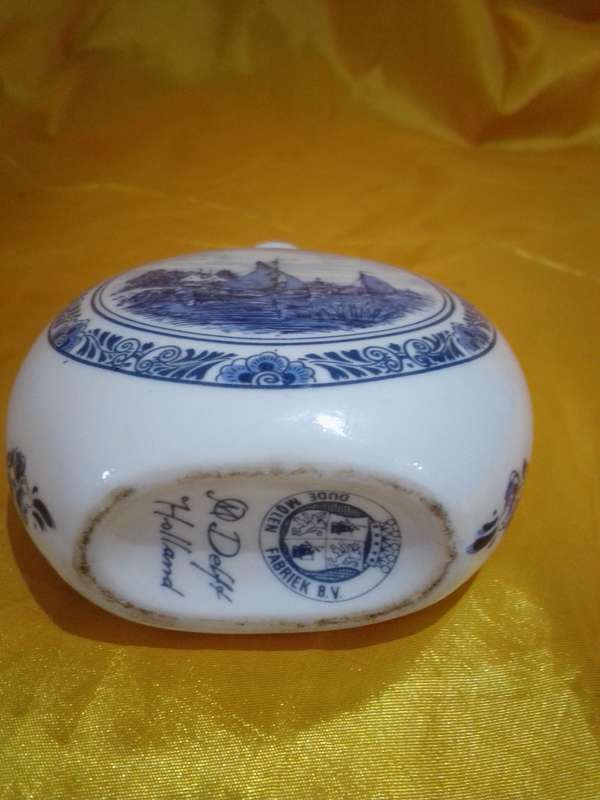 Vintage Delft Blue & White Bottle with Cork