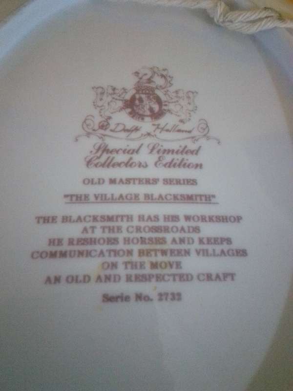 Delft Special Limited Collectors Edition 'The Village Blacksmith'