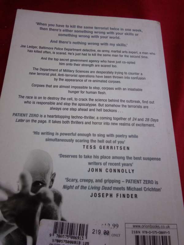 PATIENT ZERO - Jonathan Maberry 2009 Paperback