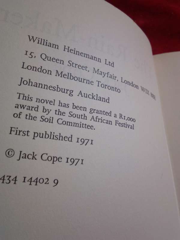 The Rain-Maker - Jack Cope 1971 First Edition Hardcover