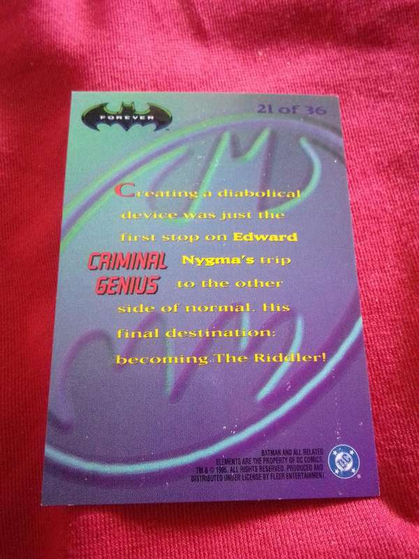 1995 Batman Forever #21 Silver Foil 3D Trading Card