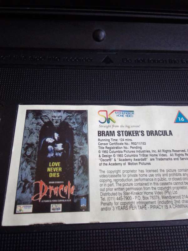 Original 1992 VHS Release - Bram Stoker's DRACULA