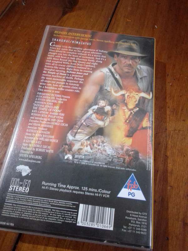 Indiana Jones and the Temple of Doom VHS