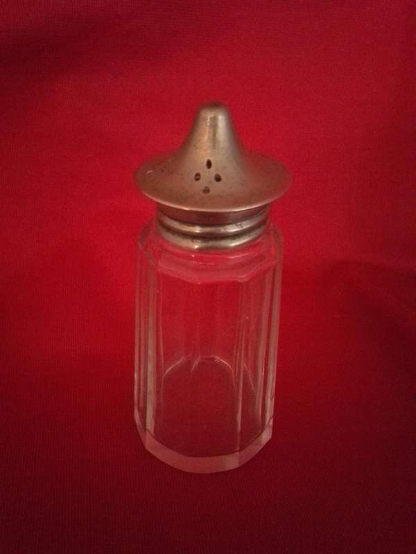 Art Deco Silverplate & Glass Pepper Shaker