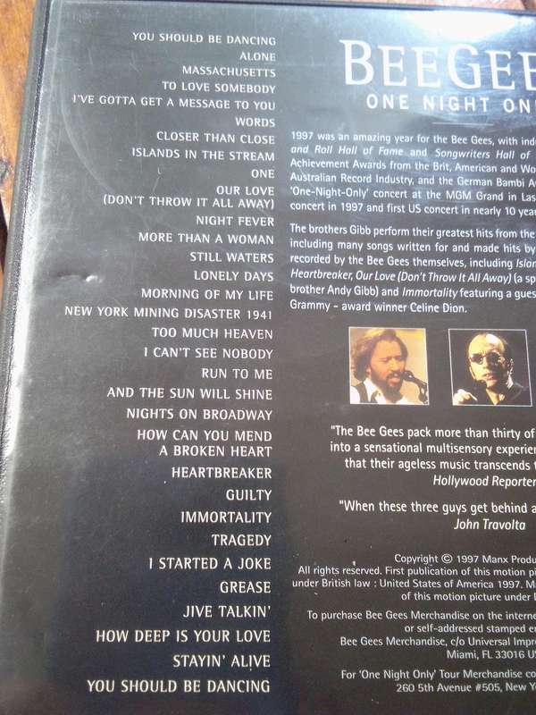 BEEGEES ONE NIGHT ONLY DVD
