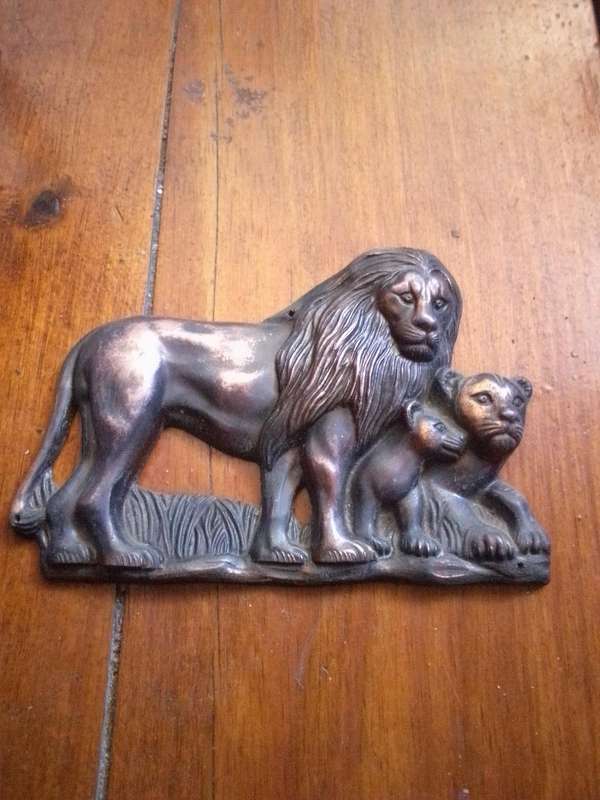 Vintage Copper Coated Lion Plaque