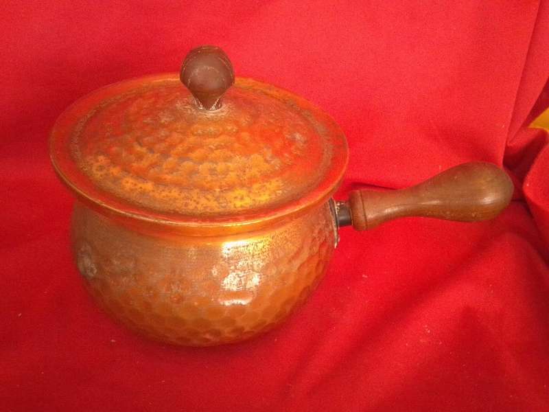 Vintage Copper Coated Hammered Sauce Pot