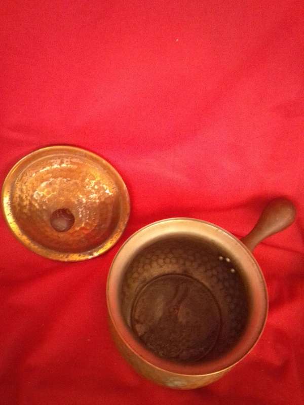 Vintage Copper Coated Hammered Sauce Pot