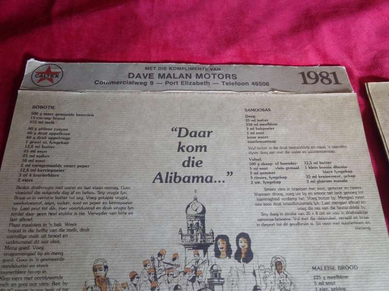 1981 Caltex Recipe Calender (Complete / Afrikaans)