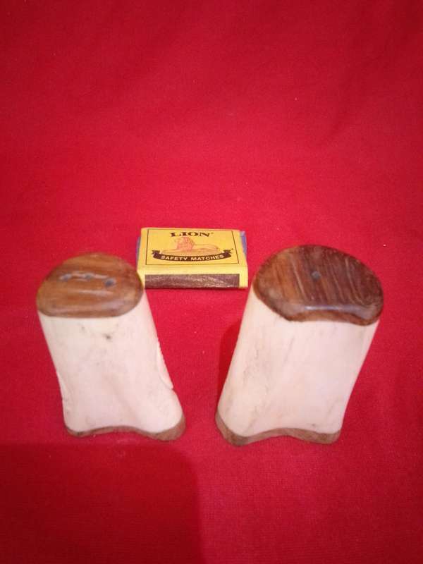 Stunning Pair of Retro Hand carved 'Rhino' Salt & Pepper Shakers