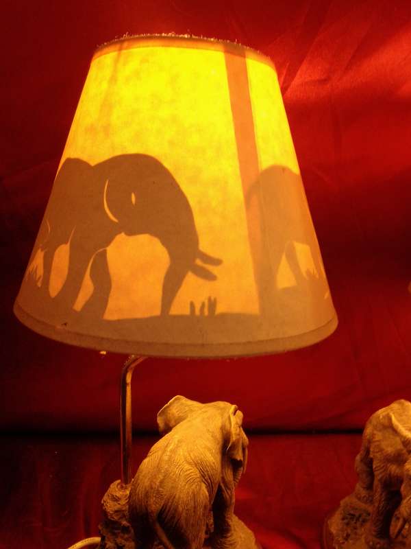 Stunning Pair of Retro Elephant Bedside Lamps with Original Shades (Mint Condition)