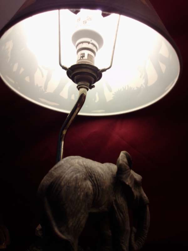 Stunning Pair of Retro Elephant Bedside Lamps with Original Shades (Mint Condition)