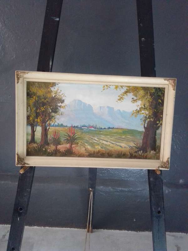 Rare 1961 oil on Board by Popular SA Artist Vincent Olivier (1936 -) Landscape