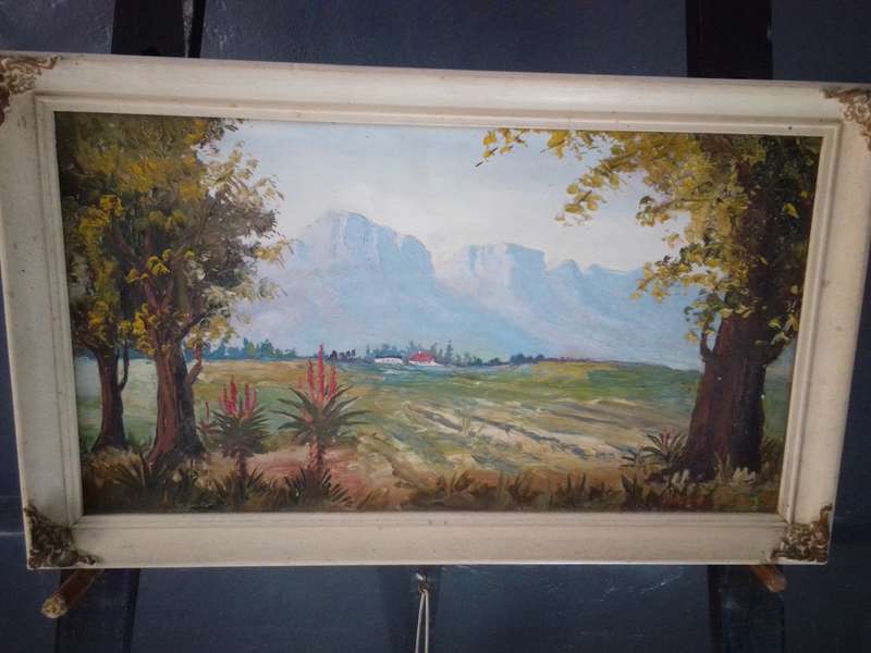 Rare 1961 oil on Board by Popular SA Artist Vincent Olivier (1936 -) Landscape