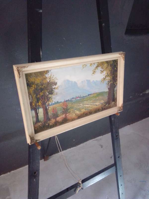 Rare 1961 oil on Board by Popular SA Artist Vincent Olivier (1936 -) Landscape