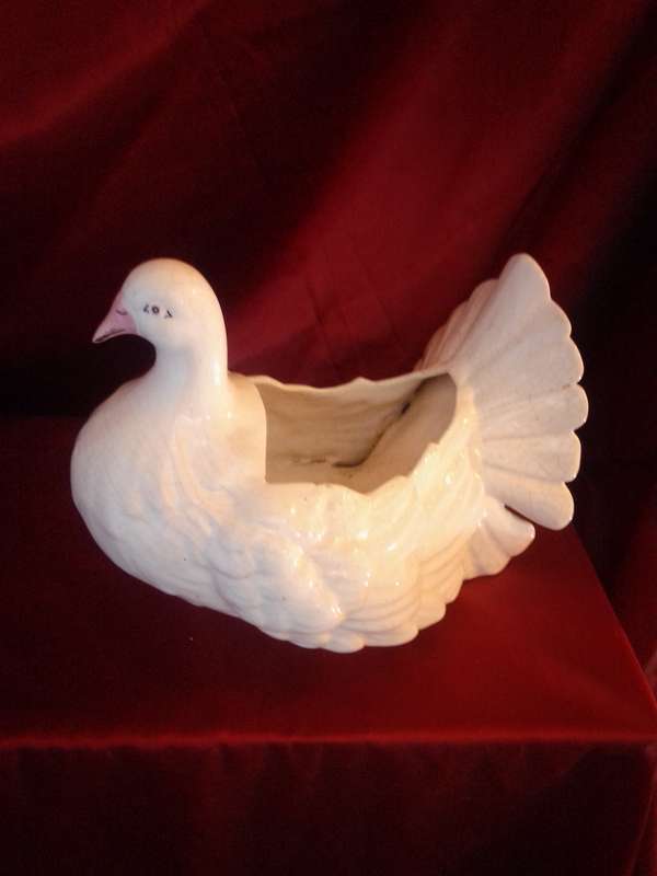 Large Vintage Faiarte Ceramic Dove Planter