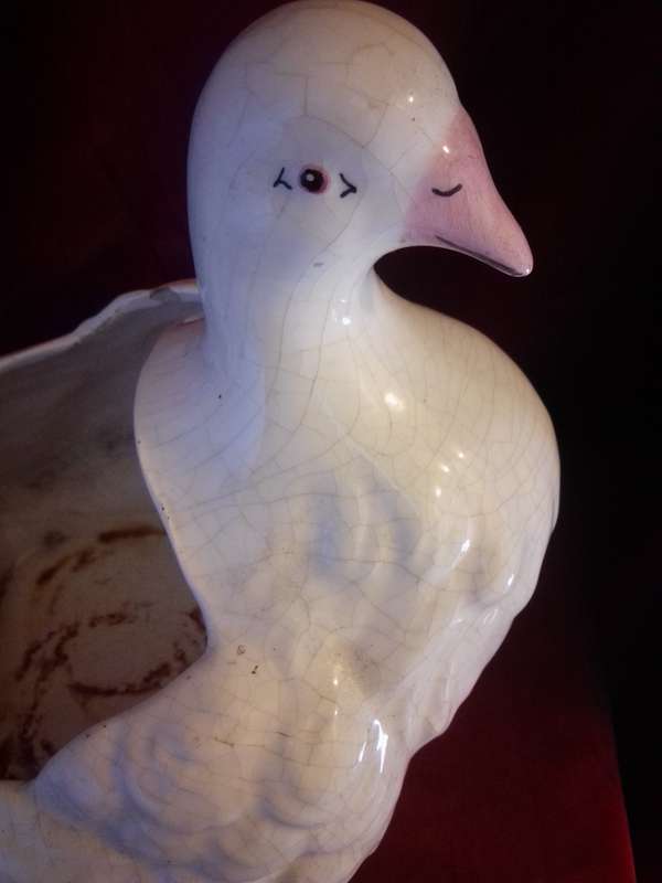 Large Vintage Faiarte Ceramic Dove Planter