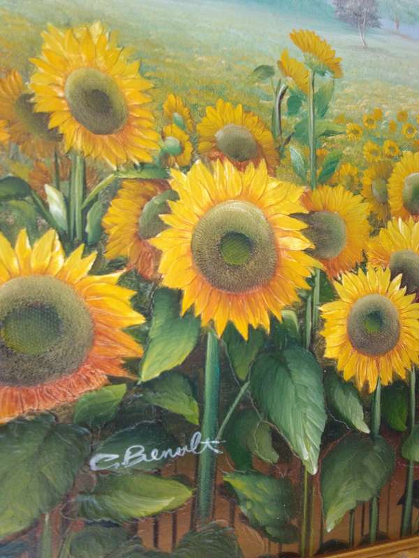 Famous 20th C- American Artist Charles Redmond Benolt 'Sunflowers' Signed