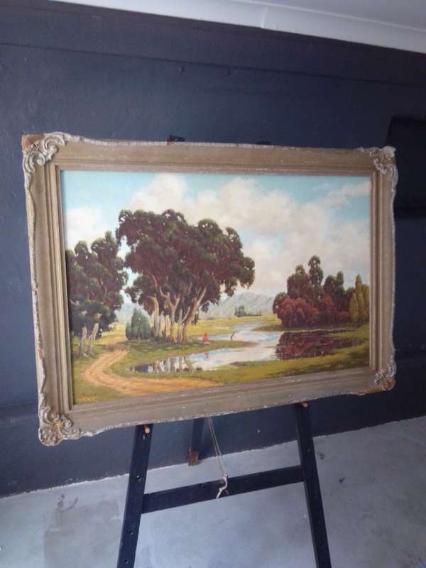 Stunning Oil on Board Signed W. Pengelly 1958 In Original Ornate Wooden Frame