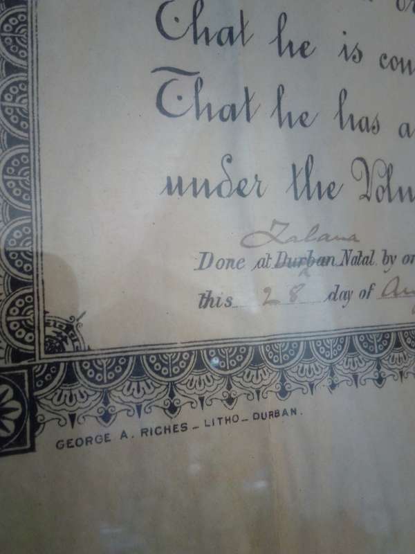 Rare 1900 Boer War Era Durban Light Infantry Corporals Certificate of Proficiency