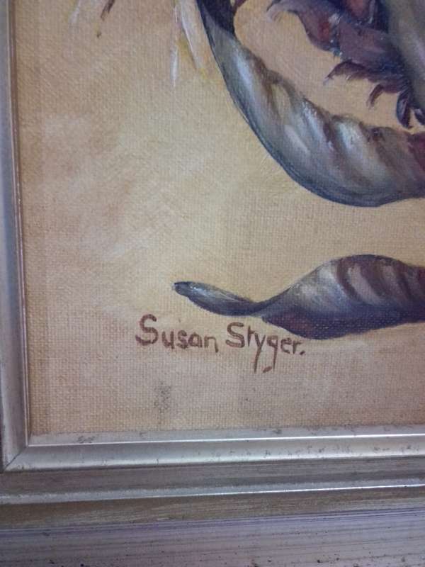 Stunning Oil on Board by SA Artist Susan Styger 'Still life Proteas'
