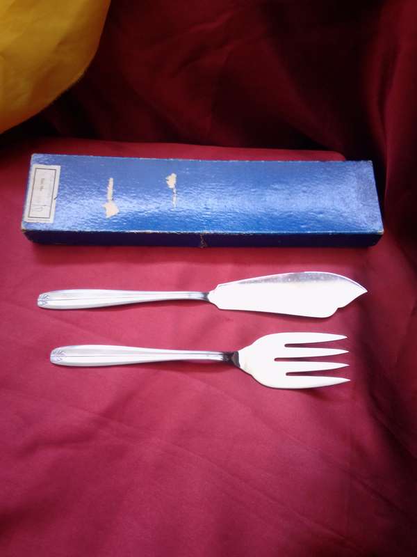 Vintage 70's Solingen Germany Fish Serving Set In Original box