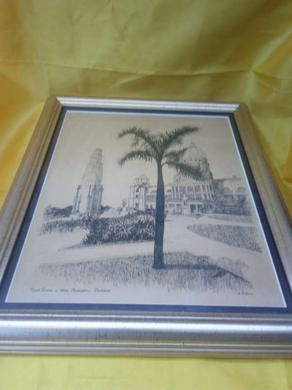 SA Artist D.G. Smith Signed Lithograph 'Durban Town Hall & War Memorial
