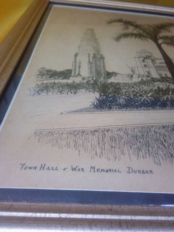 SA Artist D.G. Smith Signed Lithograph 'Durban Town Hall & War Memorial