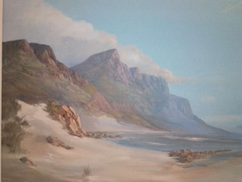 Famous SA Artist Danie Van Niekerk (1931 - 2003) Oil On Board 'Mountains & Dam' Signed