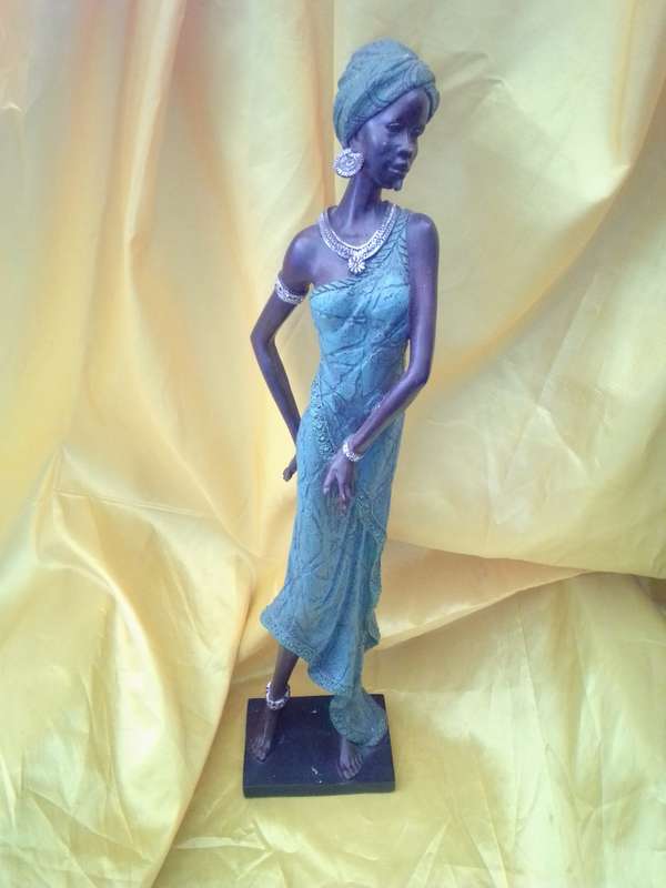 Tall (58.5cm) Highly Detailed Handpainted Resin Figure of an African Lady