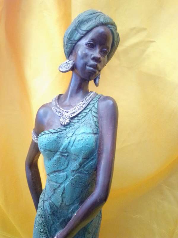 Tall (58.5cm) Highly Detailed Handpainted Resin Figure of an African Lady