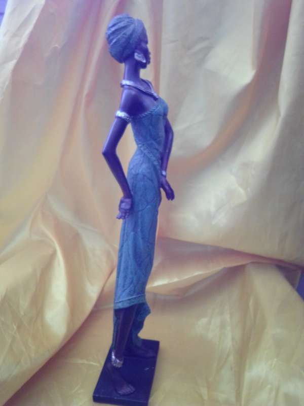 Tall (58.5cm) Highly Detailed Handpainted Resin Figure of an African Lady