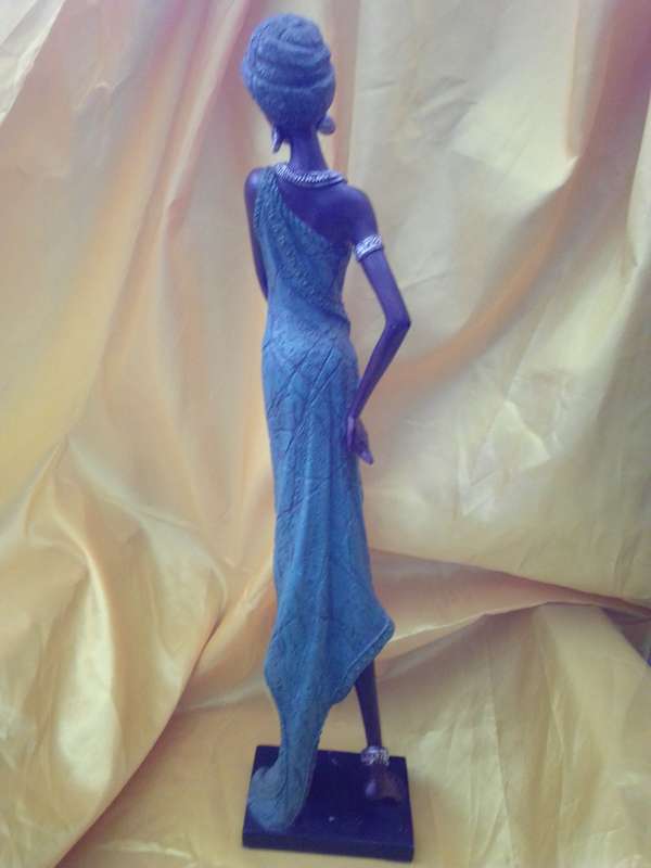Tall (58.5cm) Highly Detailed Handpainted Resin Figure of an African Lady