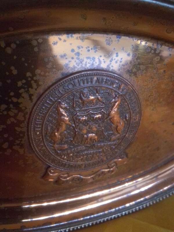 The British South African Company Incorporated by Royal Charter Medallion Inserted copper Dish