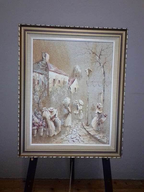 Internationally Acclaimed Artist Boris Chezar (1913 - 2008) Sand & Oil on Board - Signed