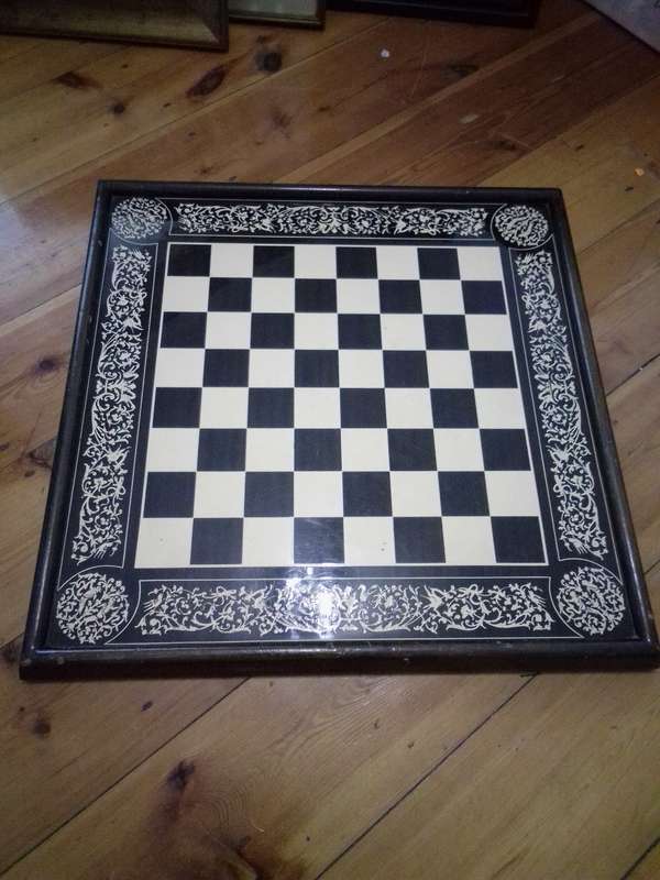 Stunning Art Nouveau Inlaid Chess Board